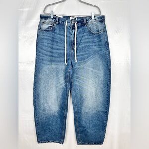 Casual Blue Denim Wide Leg Jeans